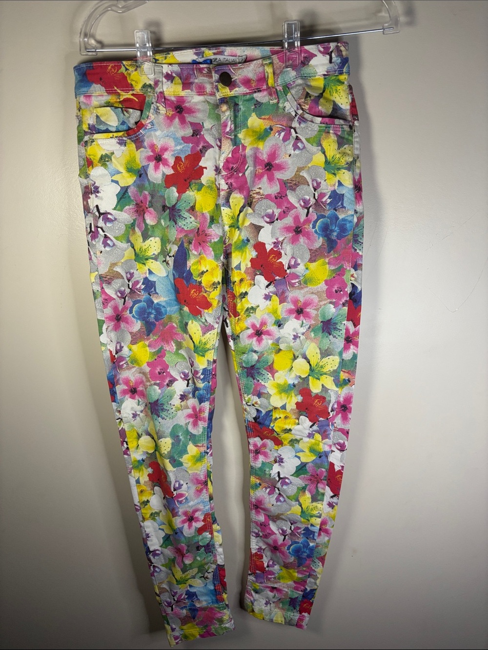 Floral Skinny Jeans for Women - Multicolor